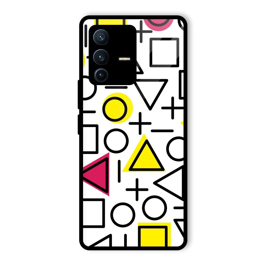 Geometry Pattern Glass Back Case for Vivo V23 Pro