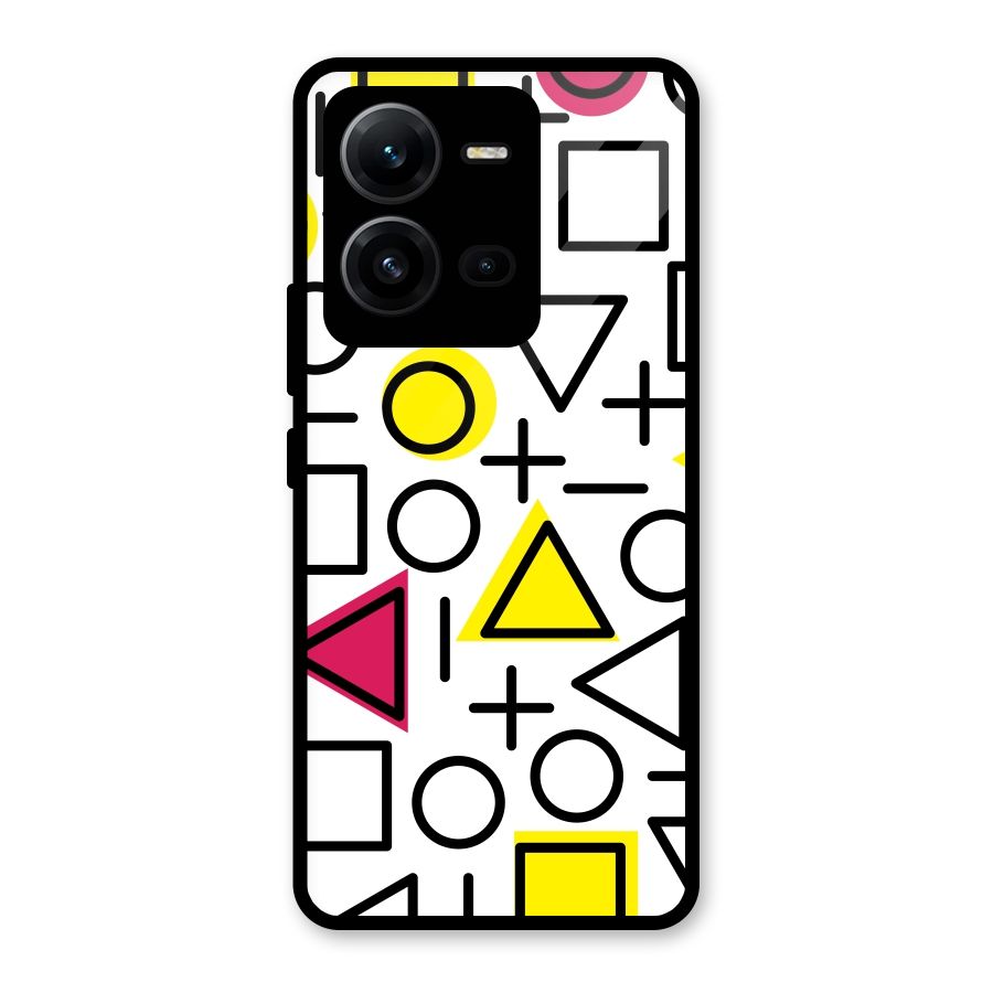 Geometry Pattern Glass Back Case for Vivo V25