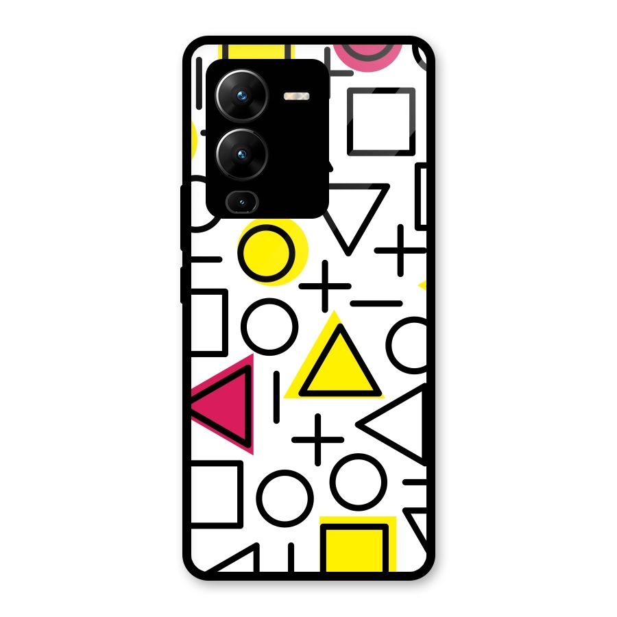 Geometry Pattern Glass Back Case for Vivo V25 Pro
