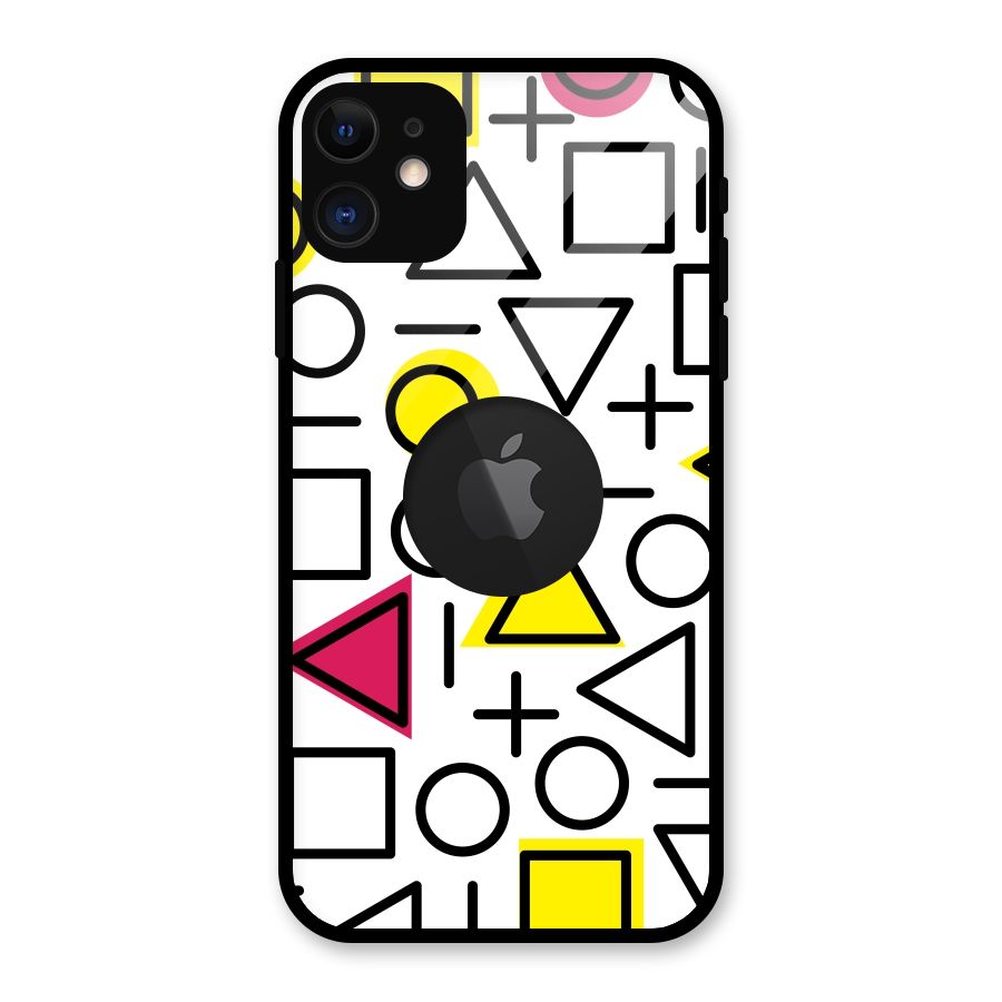 Geometry Pattern Glass Back Case for iPhone 11 Logo Cut