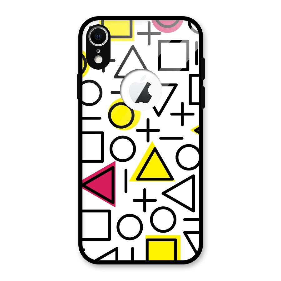 Geometry Pattern Glass Back Case for iPhone XR Logo Cut