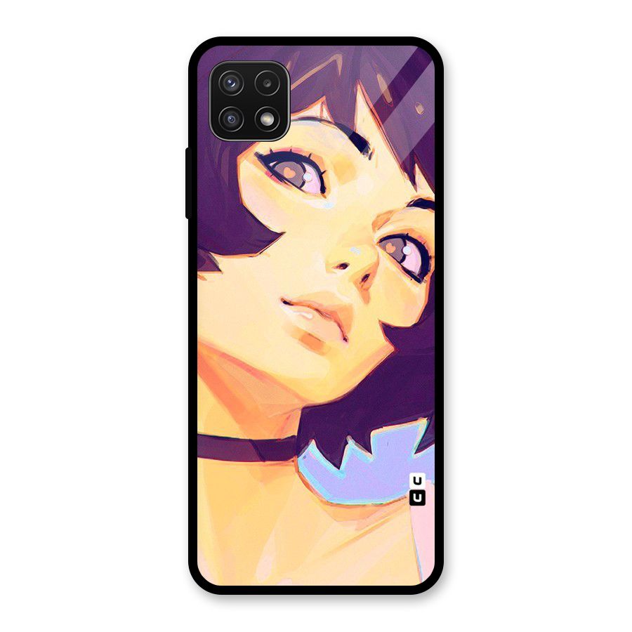 Girl Face Art Glass Back Case for Galaxy A22 5G
