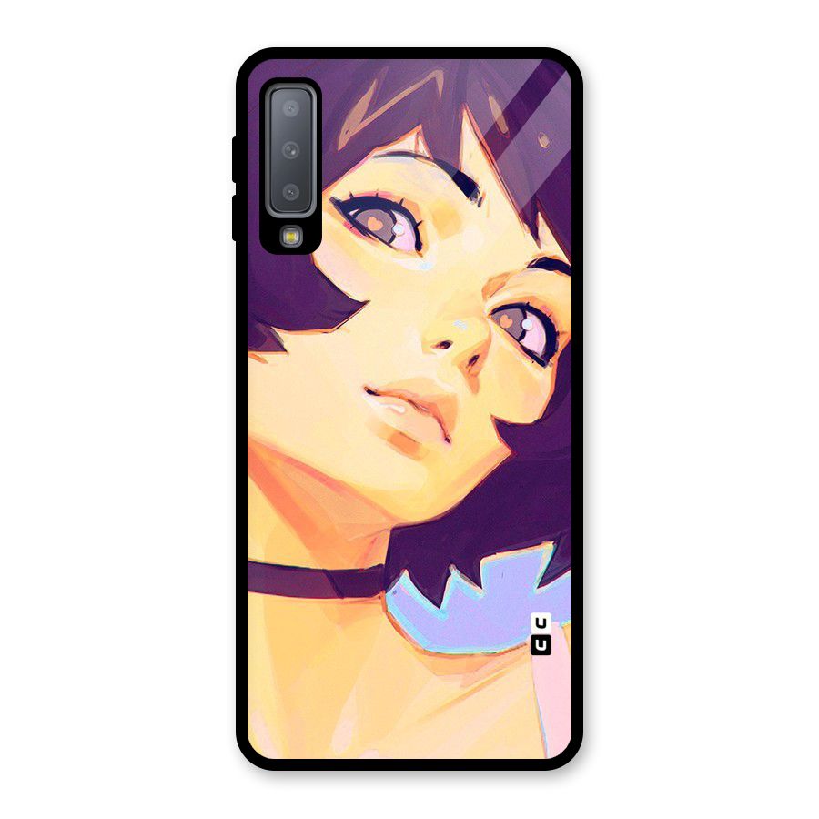 Girl Face Art Glass Back Case for Galaxy A7 (2018)