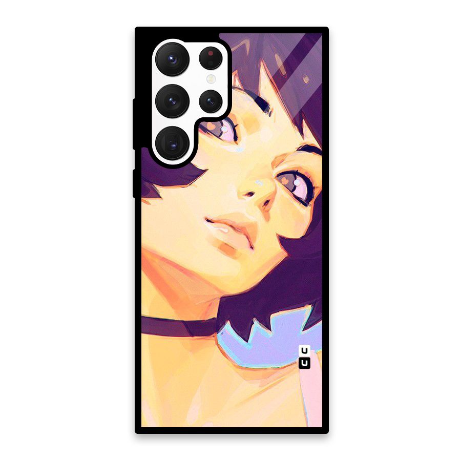 Girl Face Art Glass Back Case for Galaxy S22 Ultra 5G