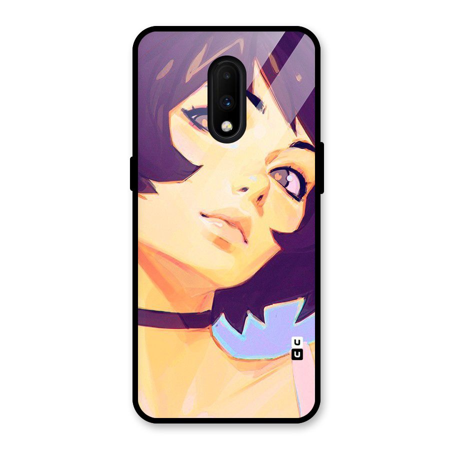 Girl Face Art Glass Back Case for OnePlus 7