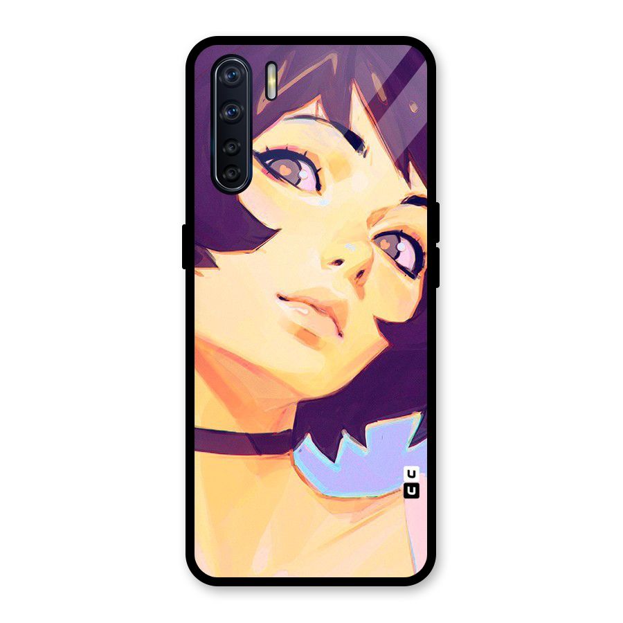 Girl Face Art Glass Back Case for Oppo F15