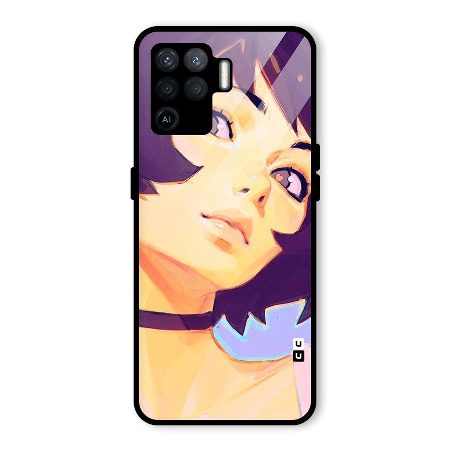 Girl Face Art Glass Back Case for Oppo F19 Pro