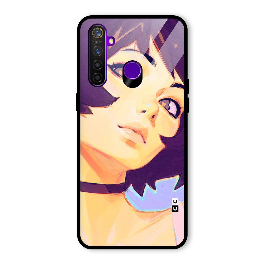 Girl Face Art Glass Back Case for Realme 5 Pro