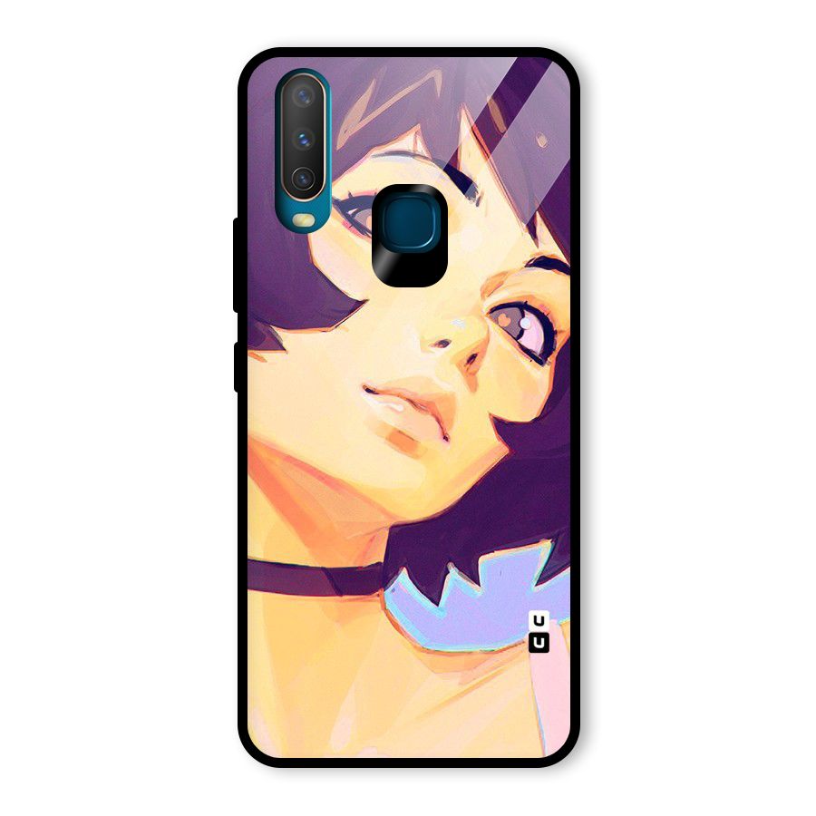 Girl Face Art Glass Back Case for Vivo Y12