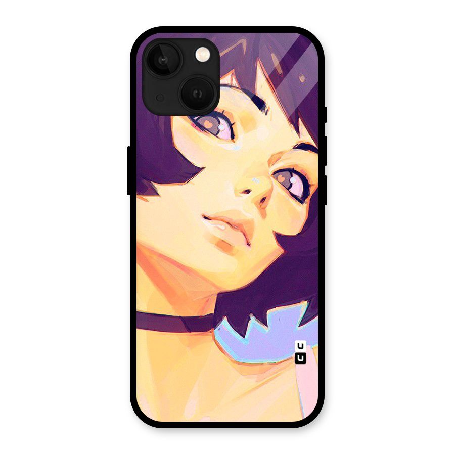Girl Face Art Glass Back Case for iPhone 13