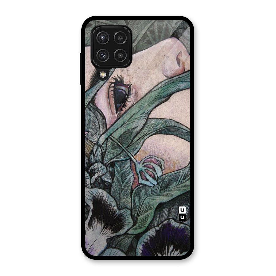 Girl Grass Art Glass Back Case for Galaxy A22 4G