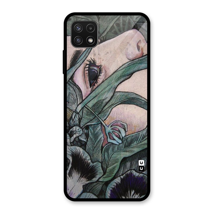 Girl Grass Art Glass Back Case for Galaxy A22 5G