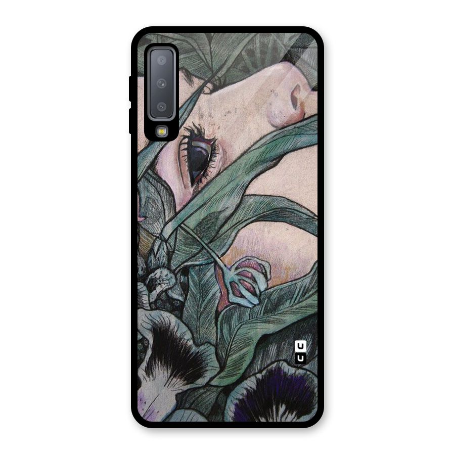 Girl Grass Art Glass Back Case for Galaxy A7 (2018)