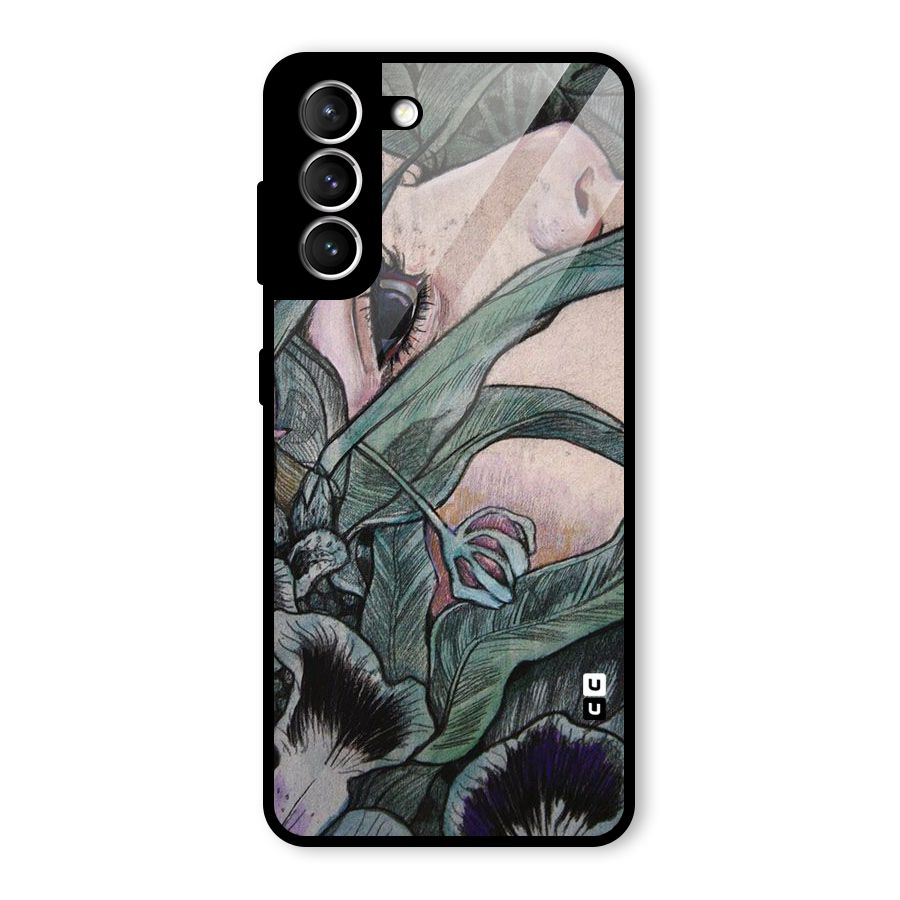 Girl Grass Art Glass Back Case for Galaxy S21 5G