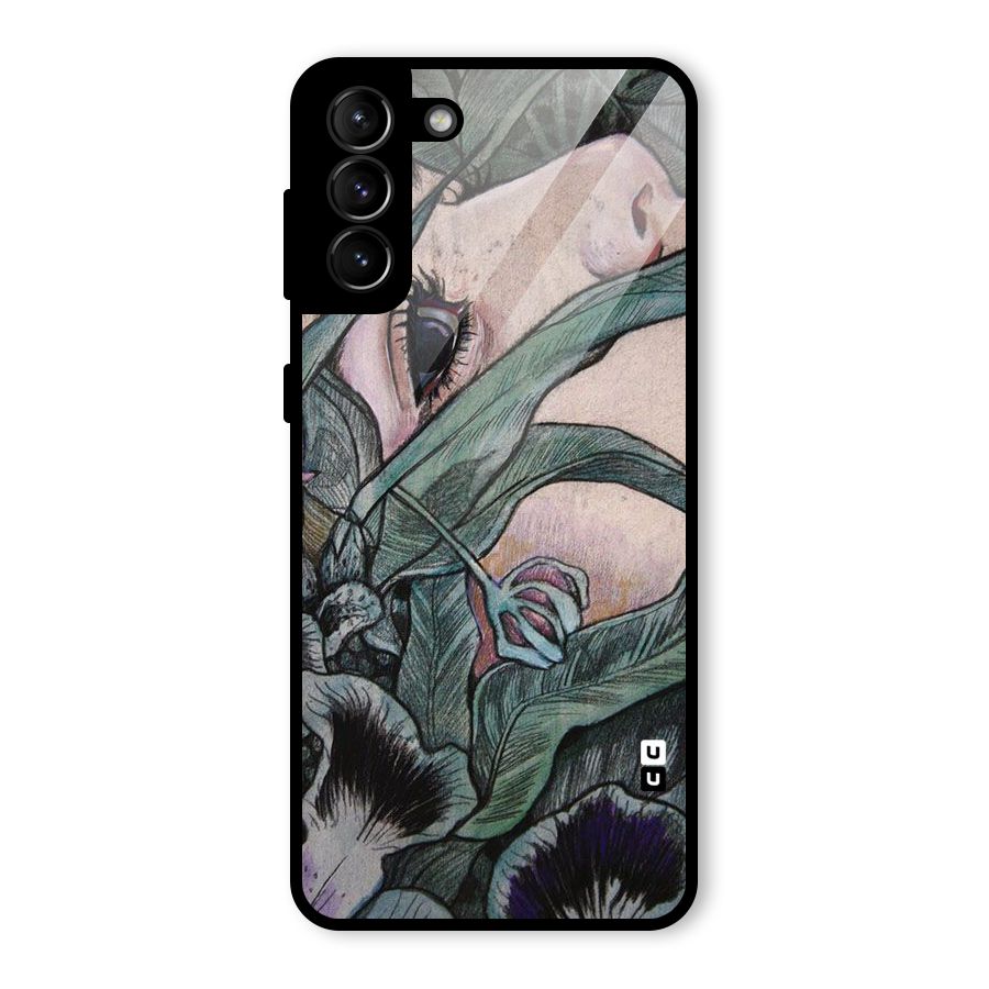 Girl Grass Art Glass Back Case for Galaxy S21 Plus