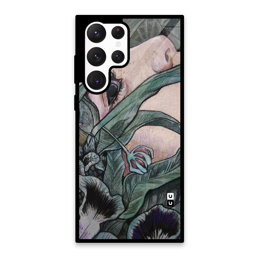 Girl Grass Art Glass Back Case for Galaxy S22 Ultra 5G