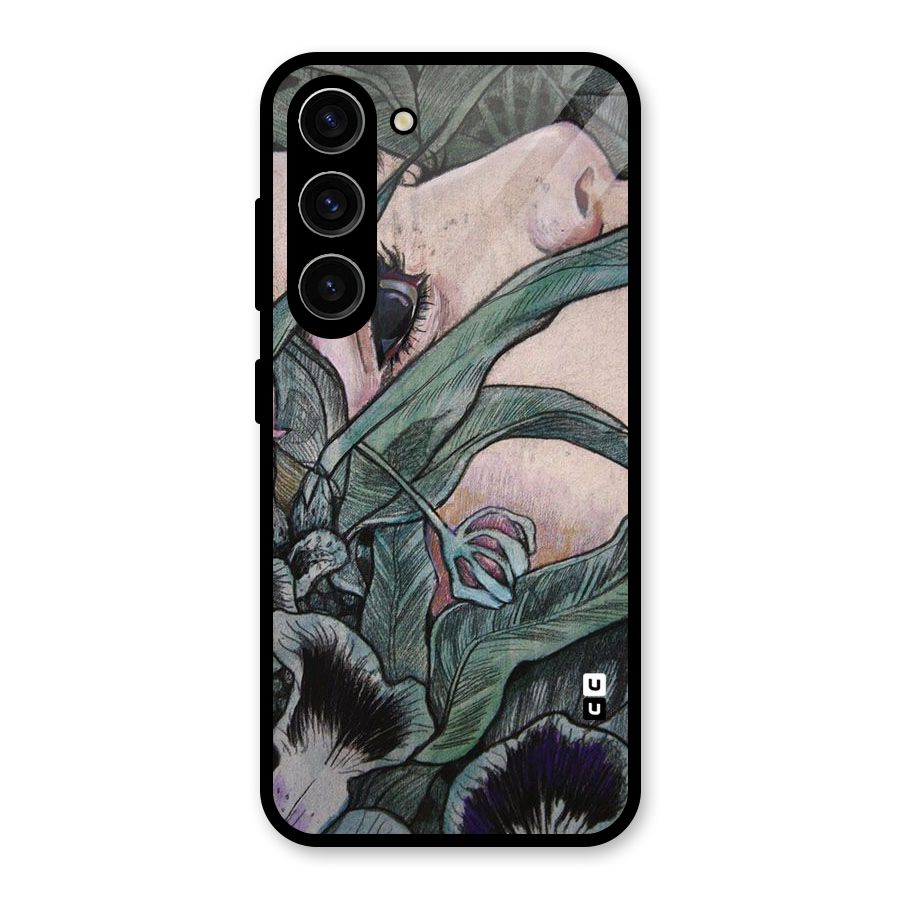 Girl Grass Art Glass Back Case for Galaxy S23