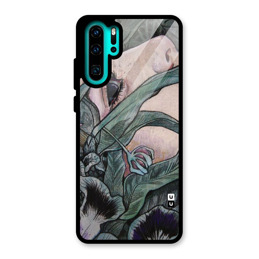 Girl Grass Art Glass Back Case for Huawei P30 Pro