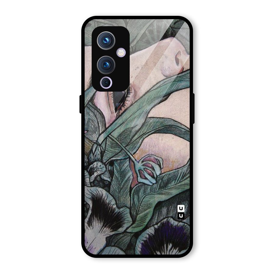 Girl Grass Art Glass Back Case for OnePlus 9