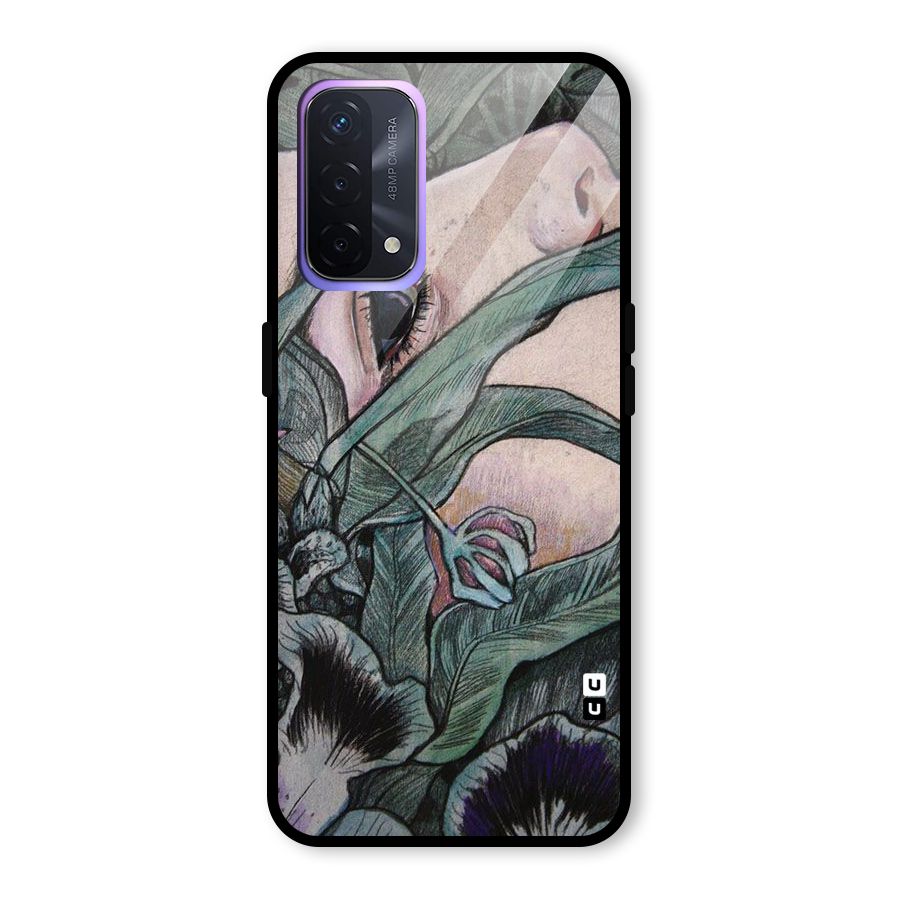 Girl Grass Art Glass Back Case for Oppo A74 5G