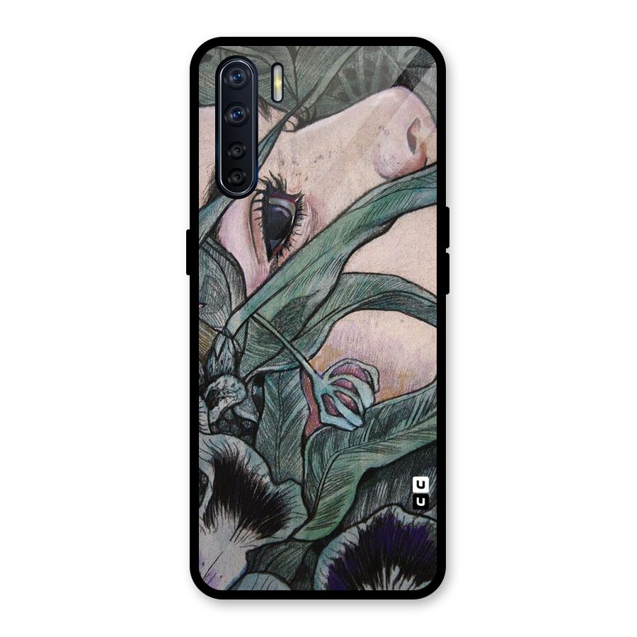 Girl Grass Art Glass Back Case for Oppo F15