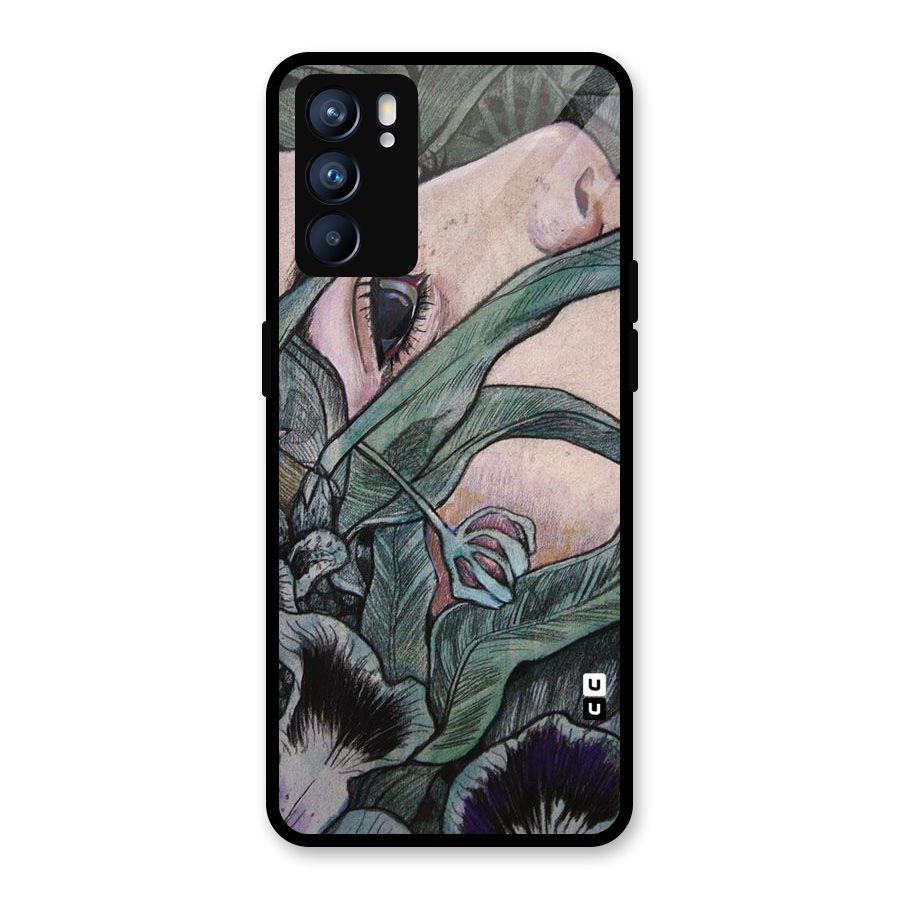 Girl Grass Art Glass Back Case for Oppo Reno6 5G