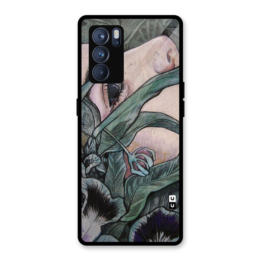 Girl Grass Art Glass Back Case for Oppo Reno6 Pro 5G