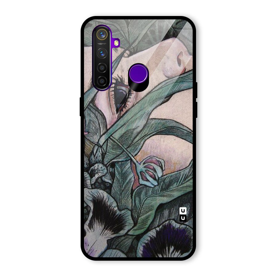 Girl Grass Art Glass Back Case for Realme 5 Pro