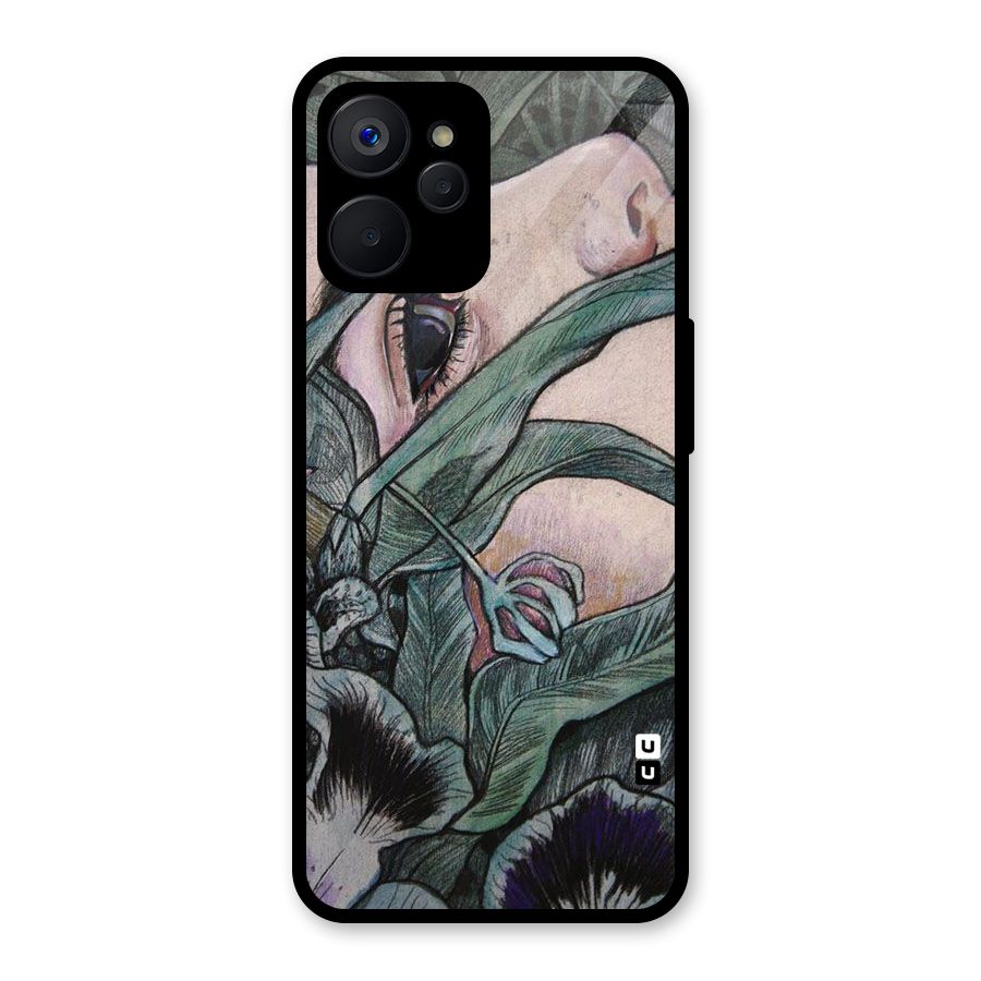 Girl Grass Art Glass Back Case for Realme 9i 5G