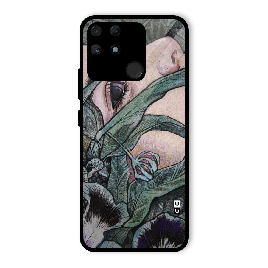 Girl Grass Art Glass Back Case for Realme Narzo 50A
