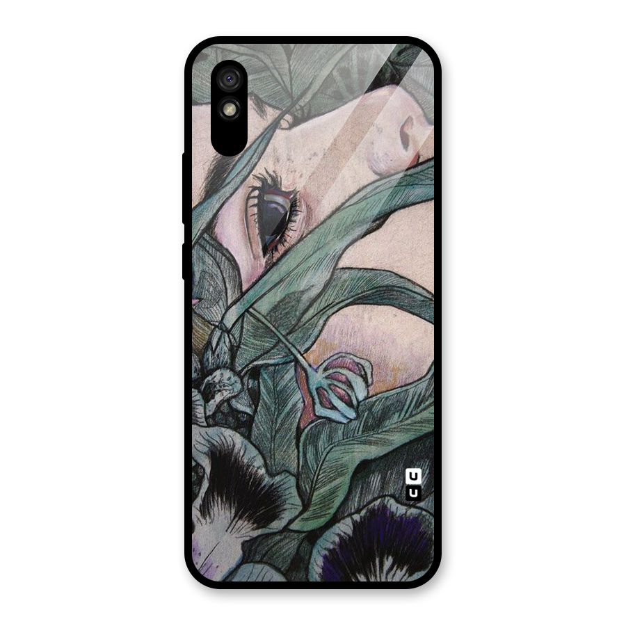 Girl Grass Art Glass Back Case for Redmi 9i