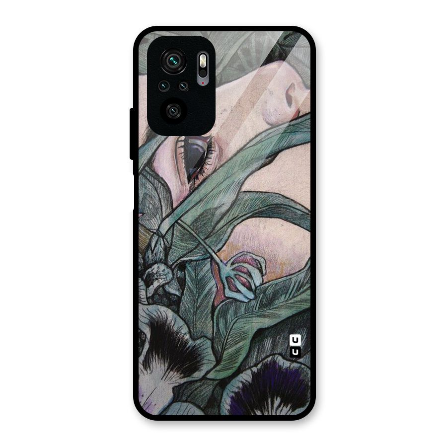 Girl Grass Art Glass Back Case for Redmi Note 10S