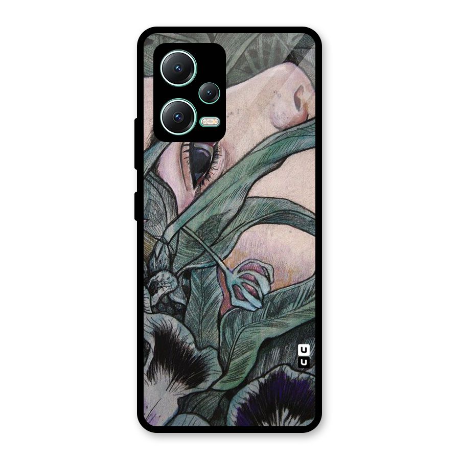 Girl Grass Art Glass Back Case for Redmi Note 12 5G