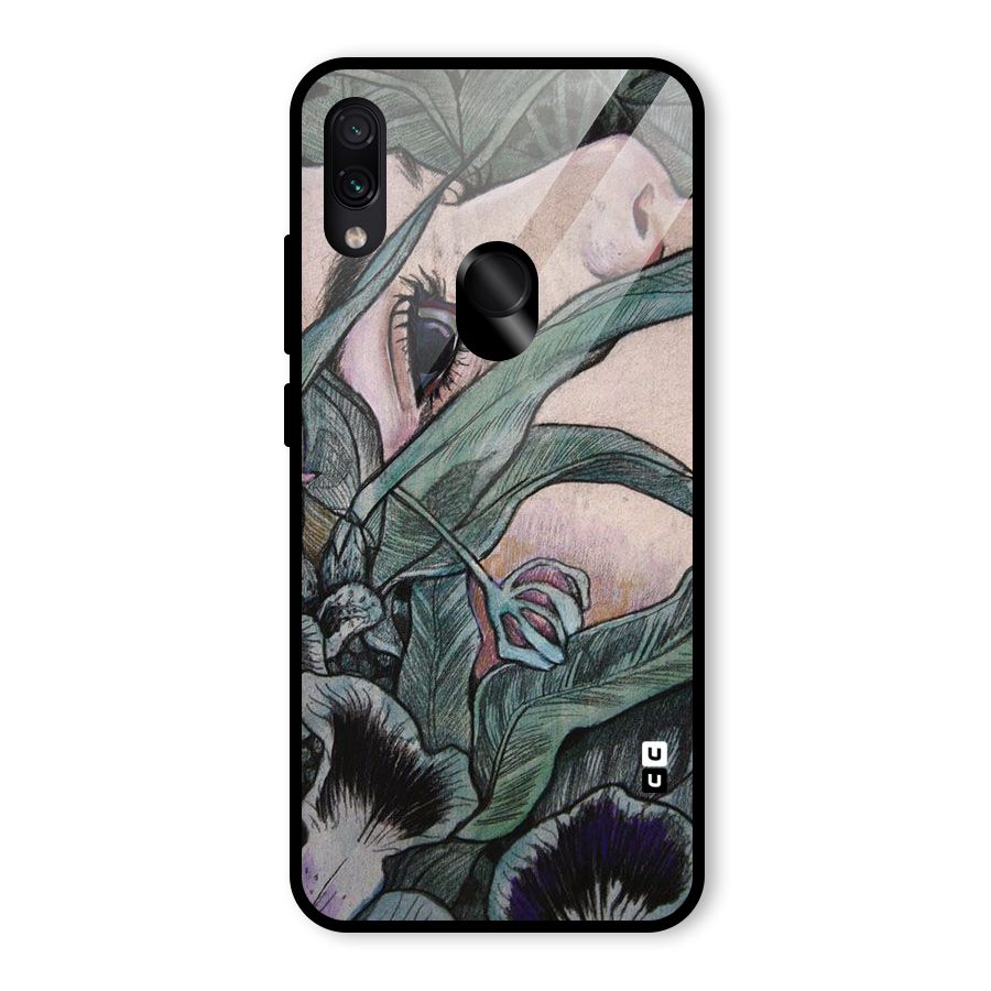 Girl Grass Art Glass Back Case for Redmi Note 7S