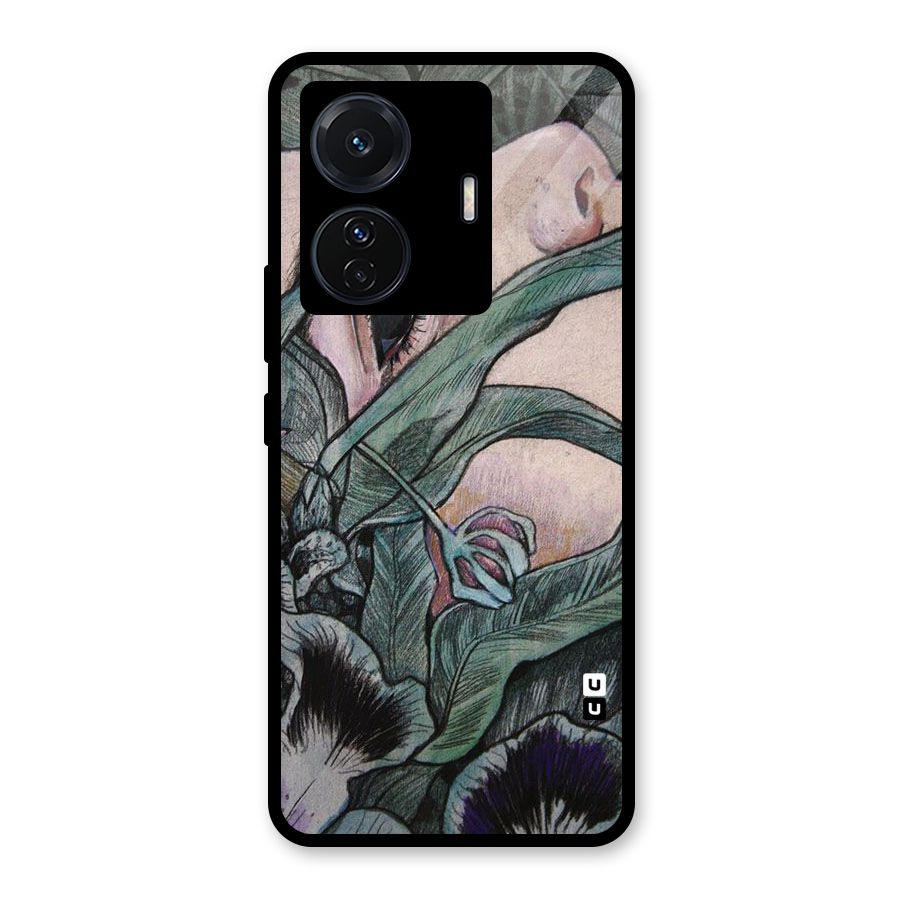 Girl Grass Art Glass Back Case for Vivo T1 Pro