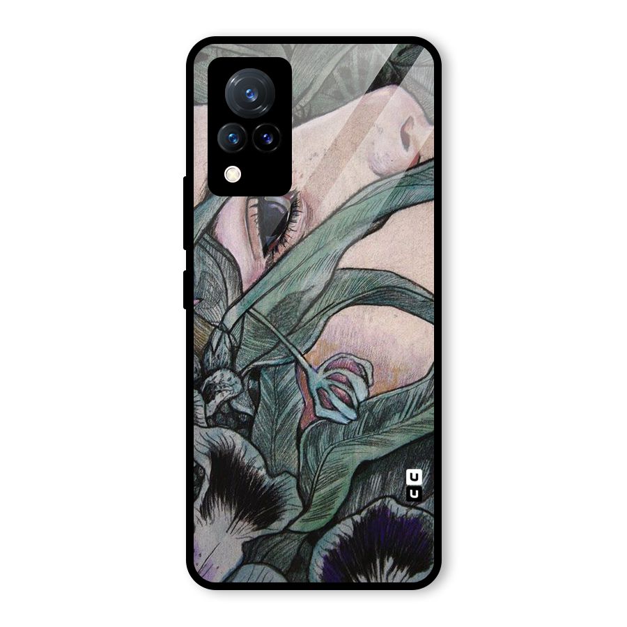 Girl Grass Art Glass Back Case for Vivo V21 5G