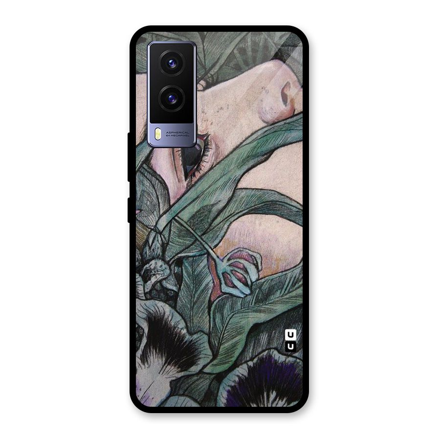 Girl Grass Art Glass Back Case for Vivo V21e 5G