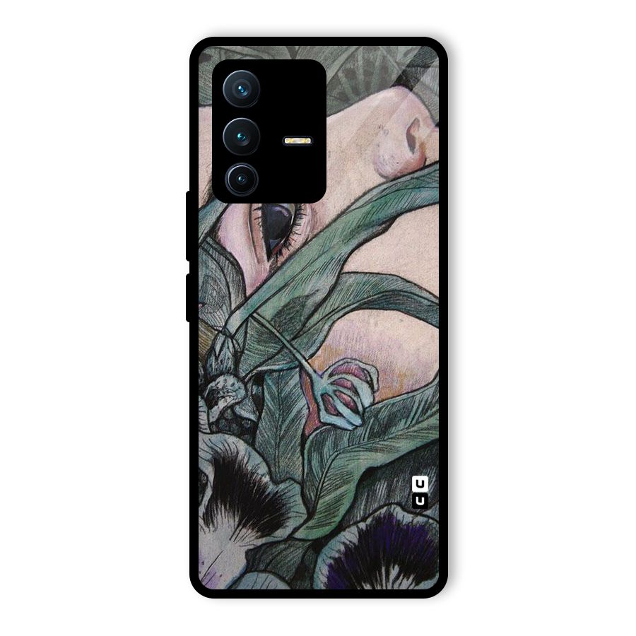 Girl Grass Art Glass Back Case for Vivo V23 Pro