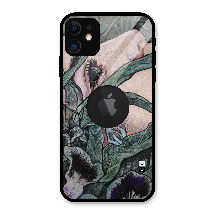 Girl Grass Art Glass Back Case for iPhone 11 Logo Cut