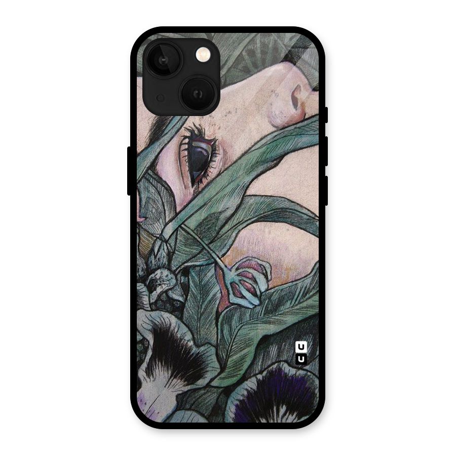 Girl Grass Art Glass Back Case for iPhone 13