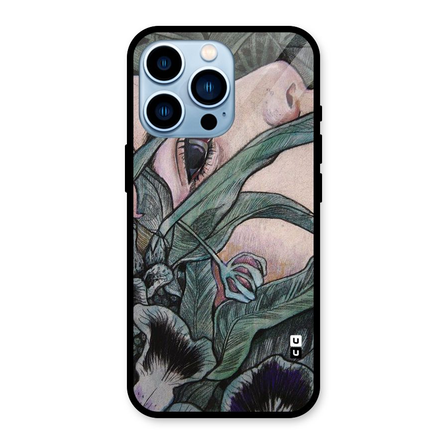 Girl Grass Art Glass Back Case for iPhone 13 Pro