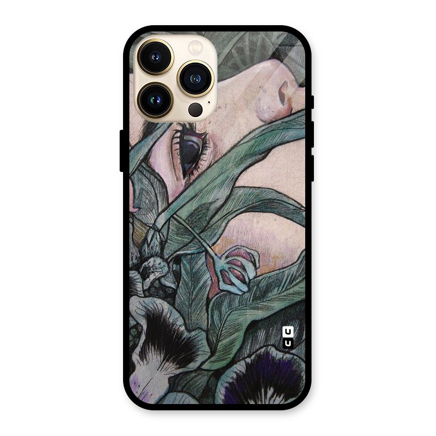 Girl Grass Art Glass Back Case for iPhone 13 Pro Max