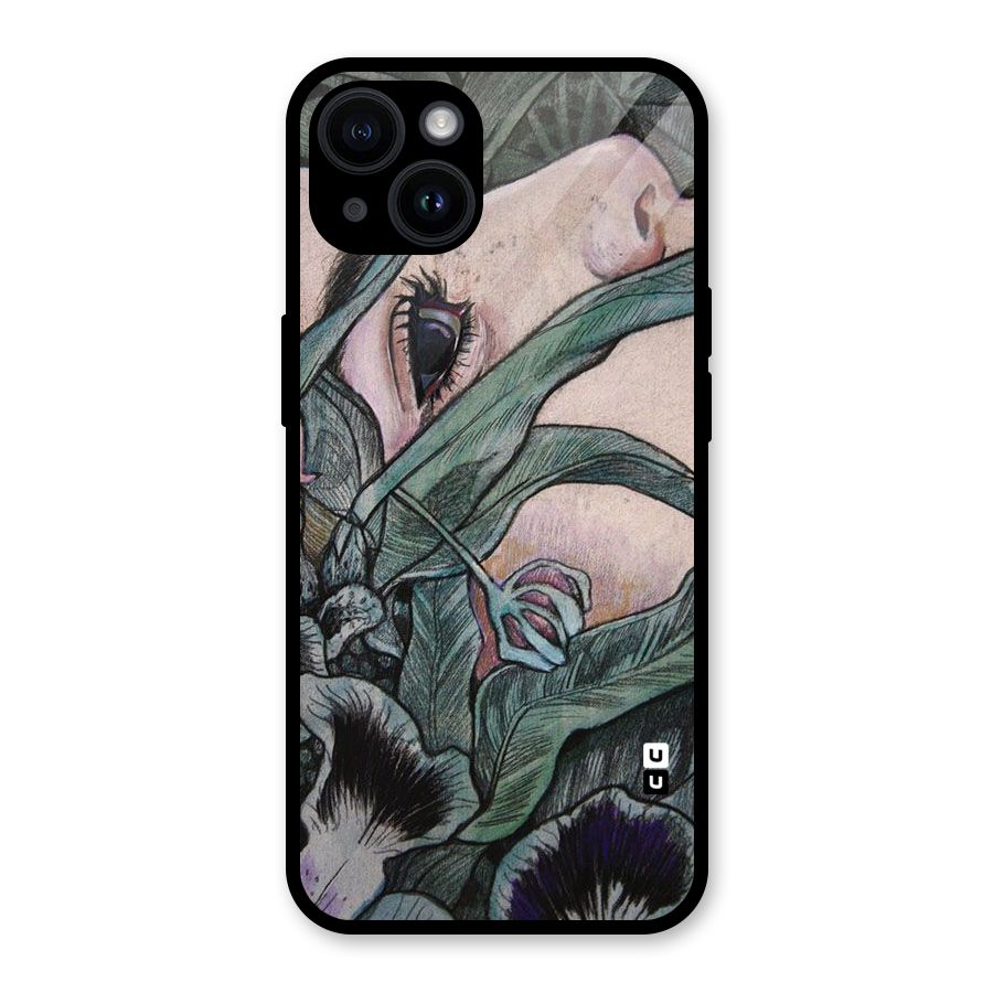 Girl Grass Art Glass Back Case for iPhone 14