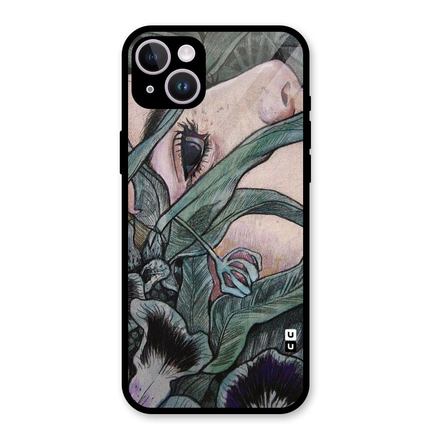 Girl Grass Art Glass Back Case for iPhone 14 Plus