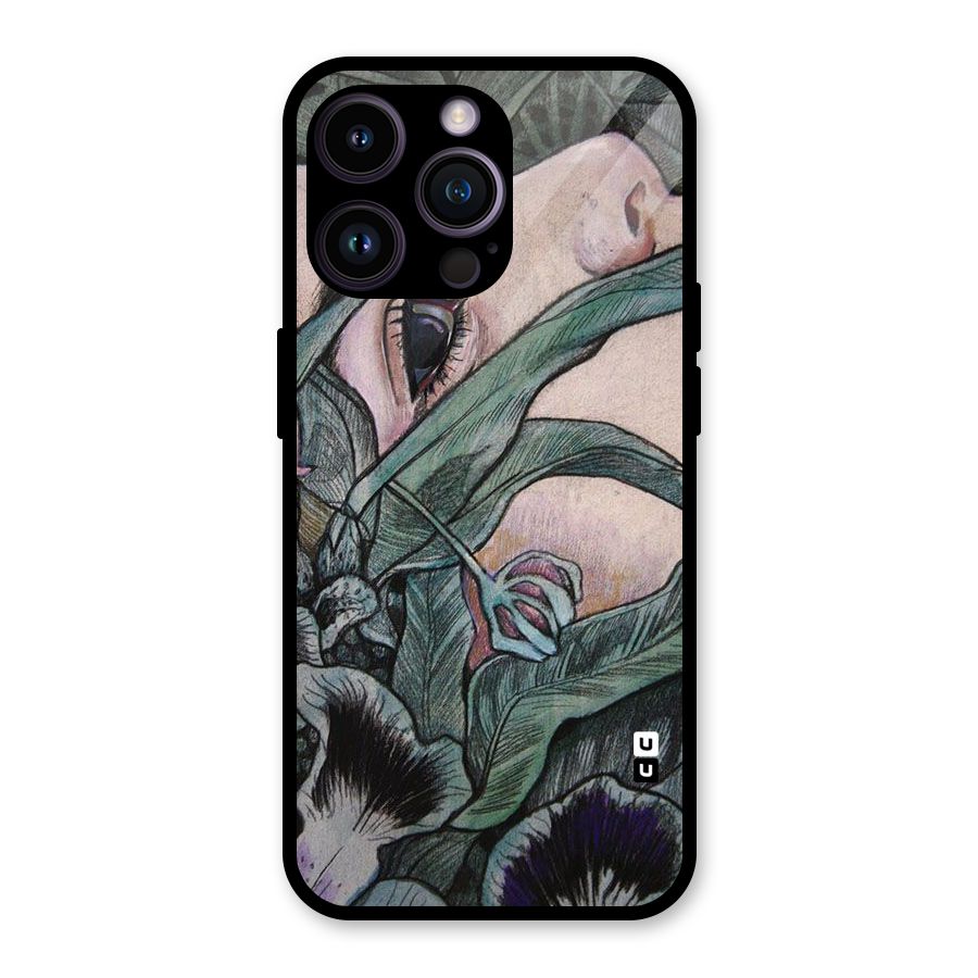 Girl Grass Art Glass Back Case for iPhone 14 Pro Max