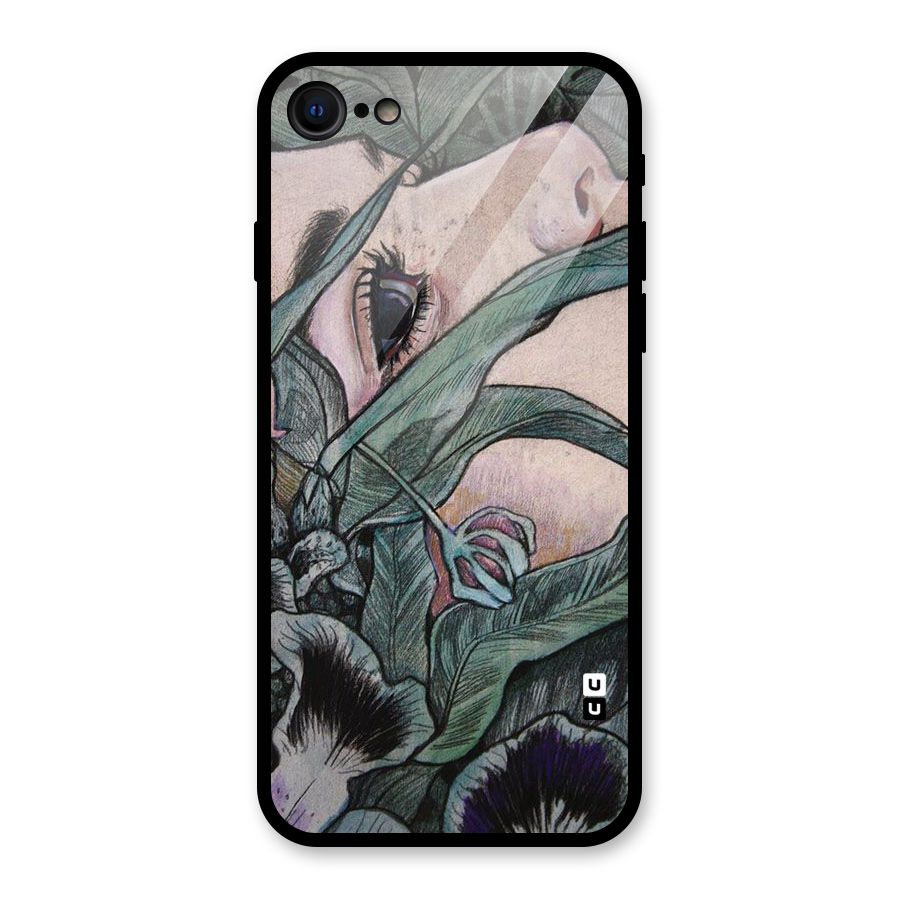 Girl Grass Art Glass Back Case for iPhone SE 2022