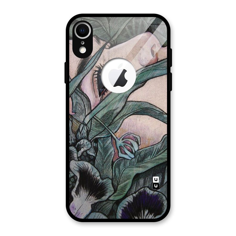 Girl Grass Art Glass Back Case for iPhone XR Logo Cut