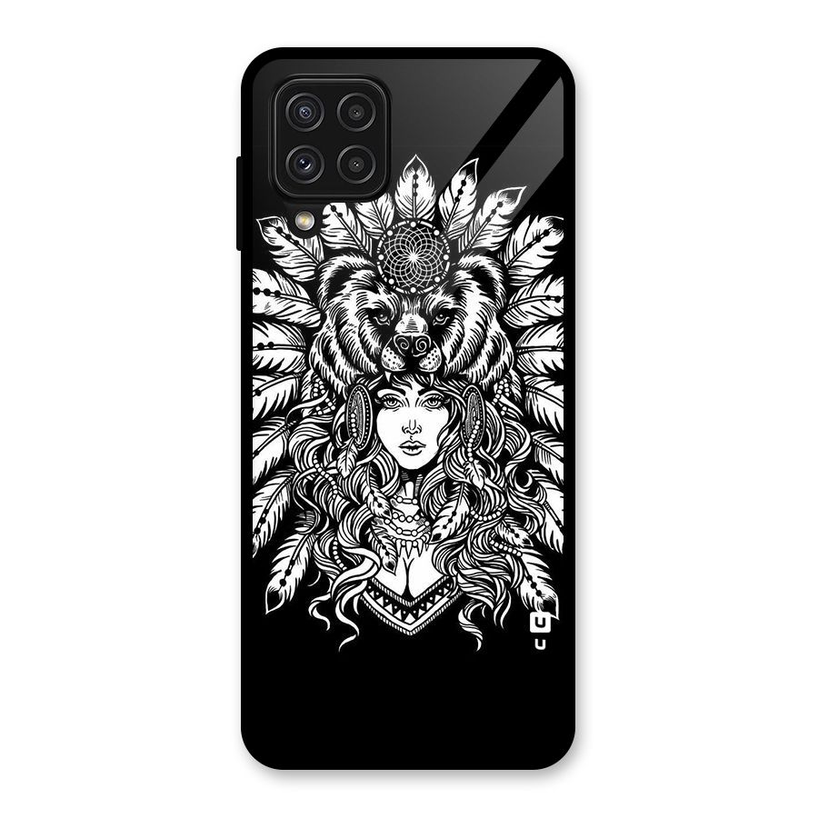 Girl Pattern Art Glass Back Case for Galaxy A22 4G