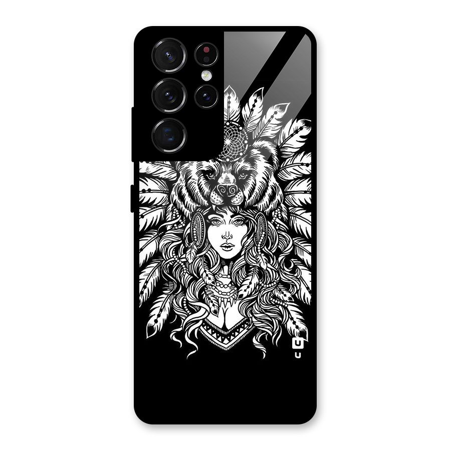 Girl Pattern Art Glass Back Case for Galaxy S21 Ultra 5G