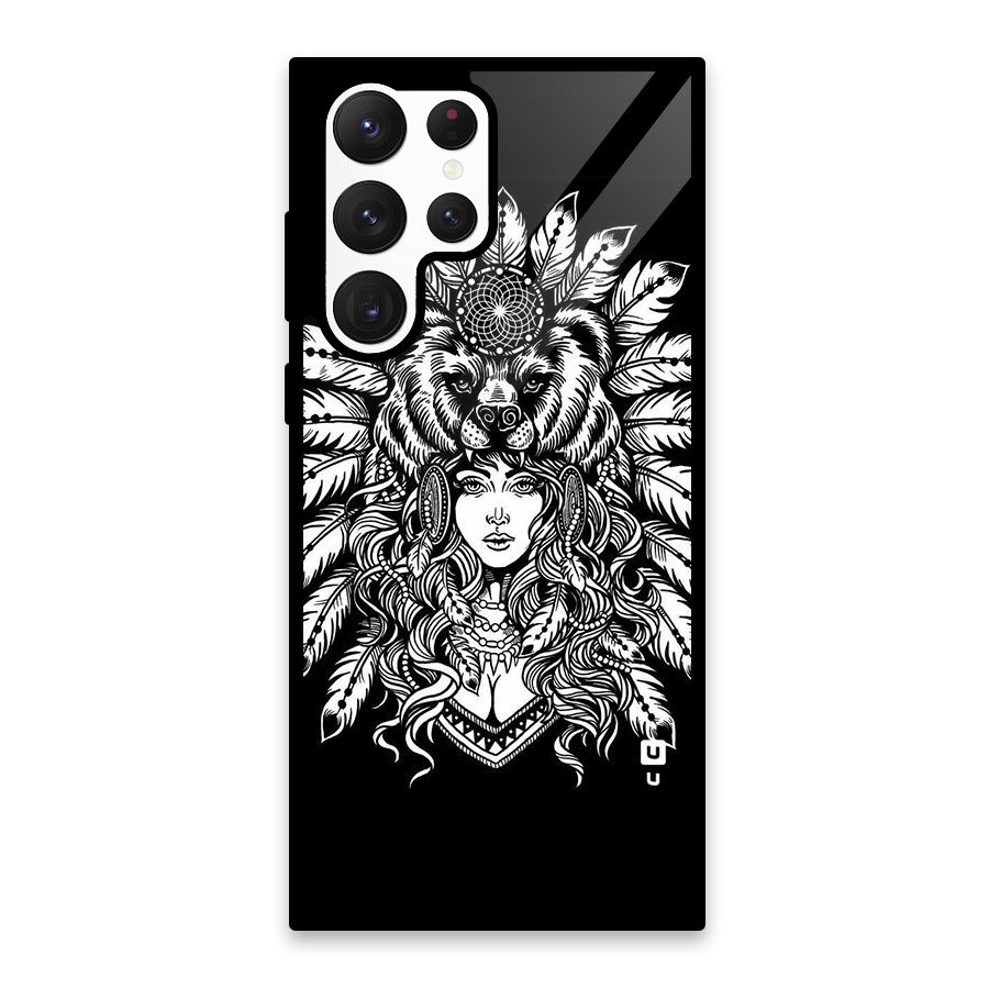 Girl Pattern Art Glass Back Case for Galaxy S22 Ultra 5G